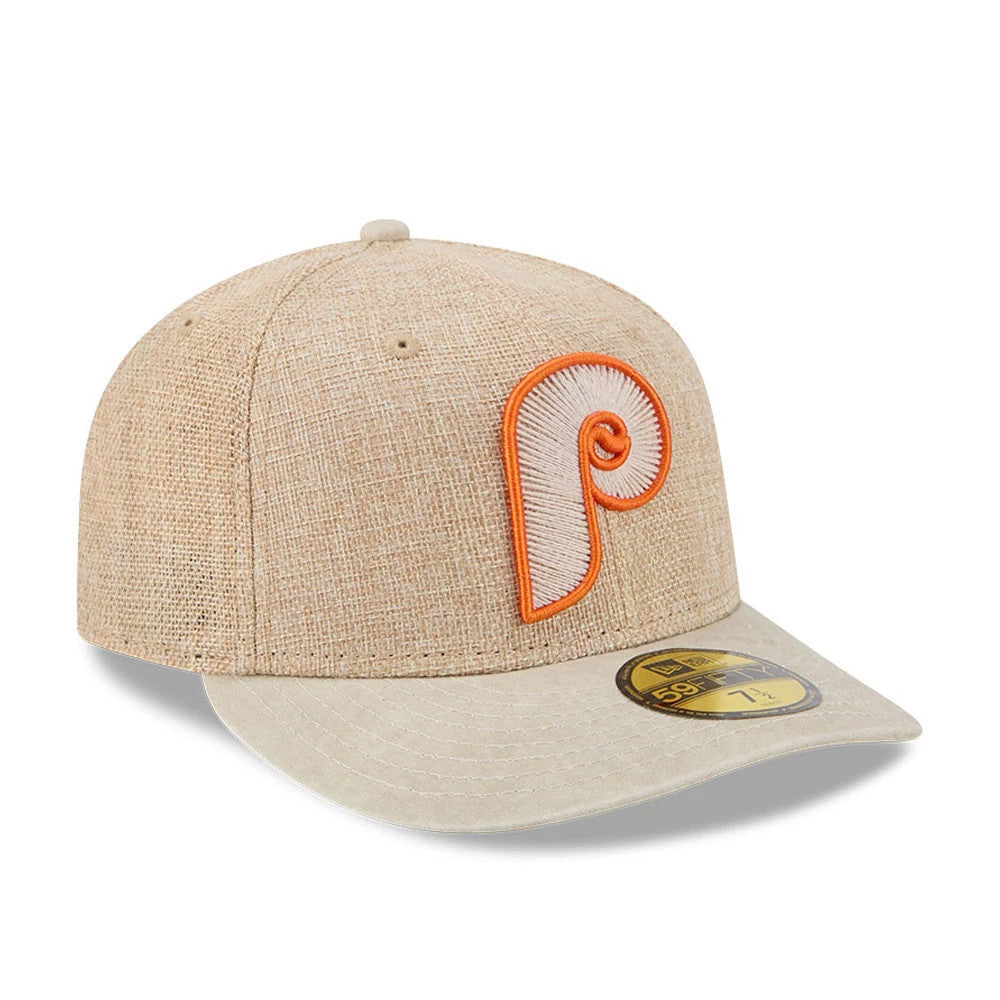 Pictured is this MLB Halloween Philadelphia Phillies 59FIFTY Fitted cap in beige. 4