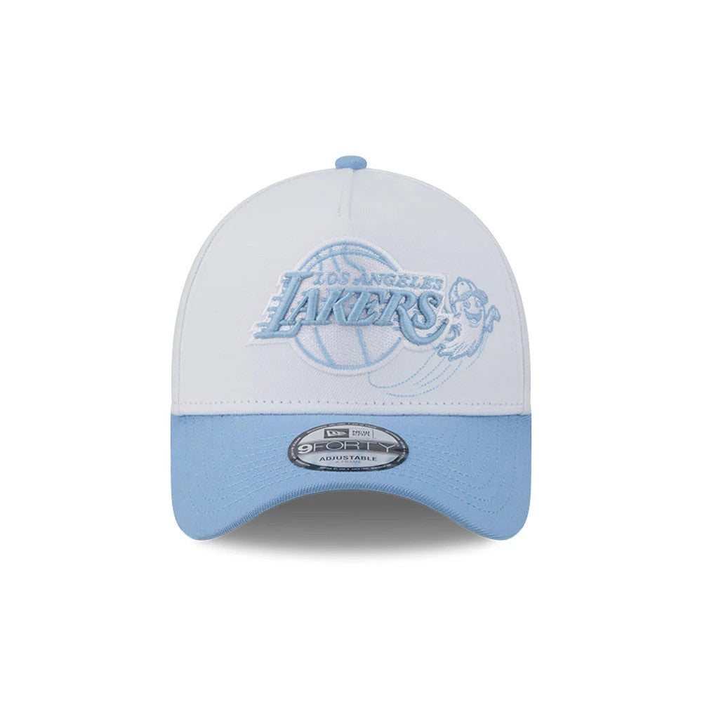Pictured is this NBA Halloween LA Lakers 9FORTY A-Frame cap in white. 3