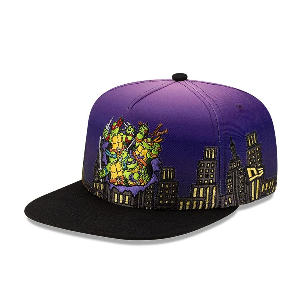 Pictured is this Teenage Mutant Ninja Turtles Skyline 59FIFTY A-Frame Fitted cap in Purple. 1