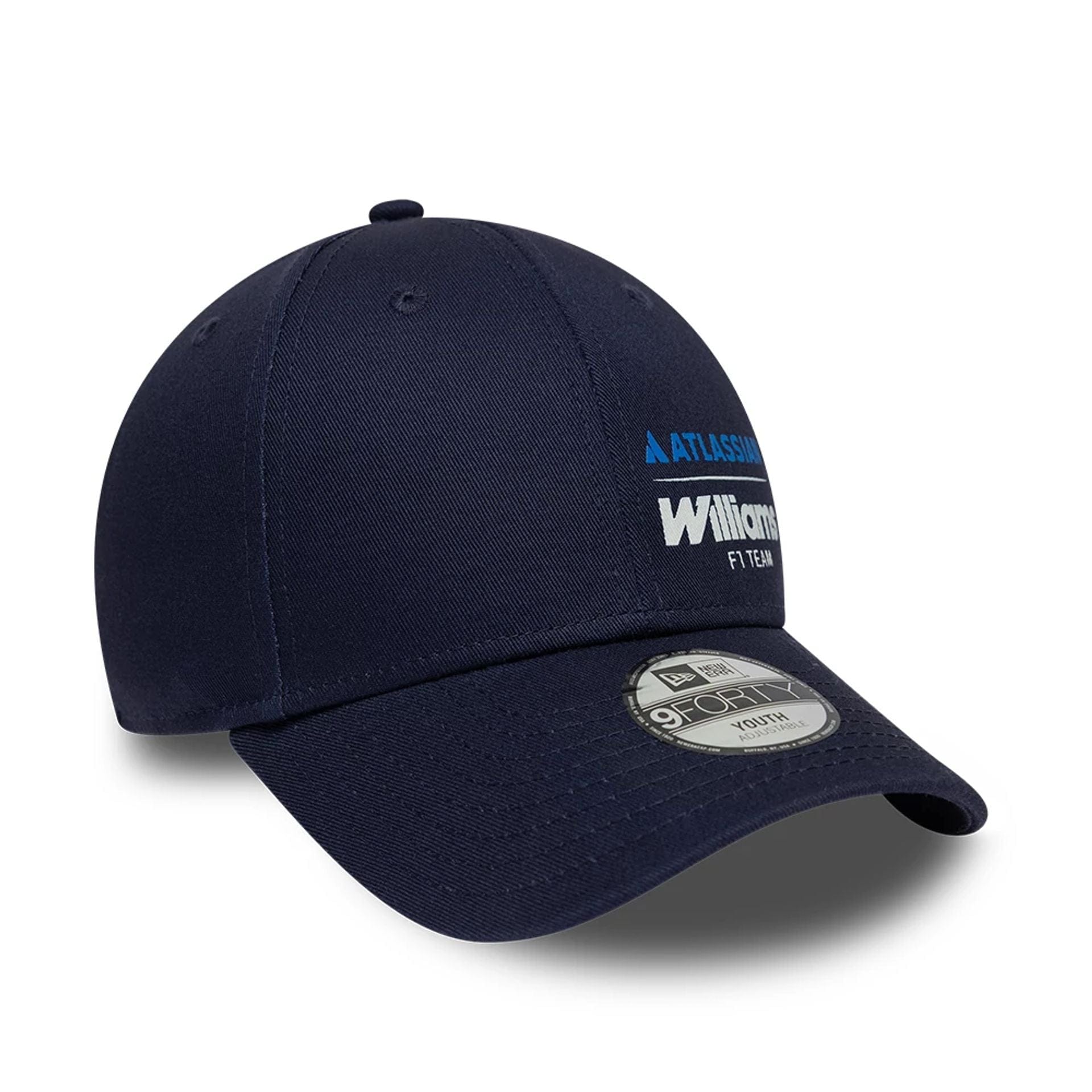 Pictured is this Youth Atlassian Williams F1 Team Essential 9FORTY Adjustable cap in navy. 3