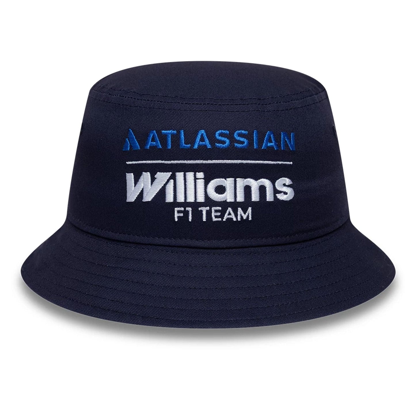 Pictured is this Youth Atlassian Williams F1 Team Essential Bucket hat in navy. 2