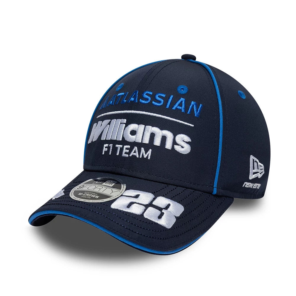Pictured is this Youth Atlassian Williams F1 Team Alex Albon 9FORTY M-Crown Adjustable cap in navy. 4
