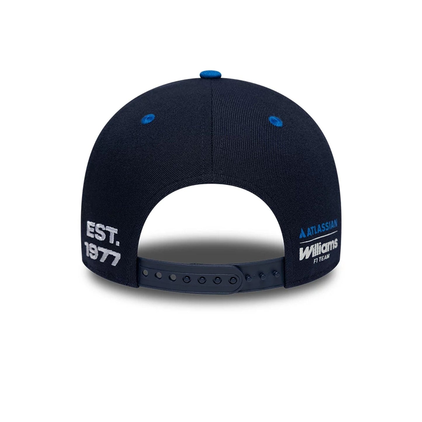 Pictured is this Atlassian Williams F1 Team Launch 9FORTY M-Crown Adjustable cap in navy. 6