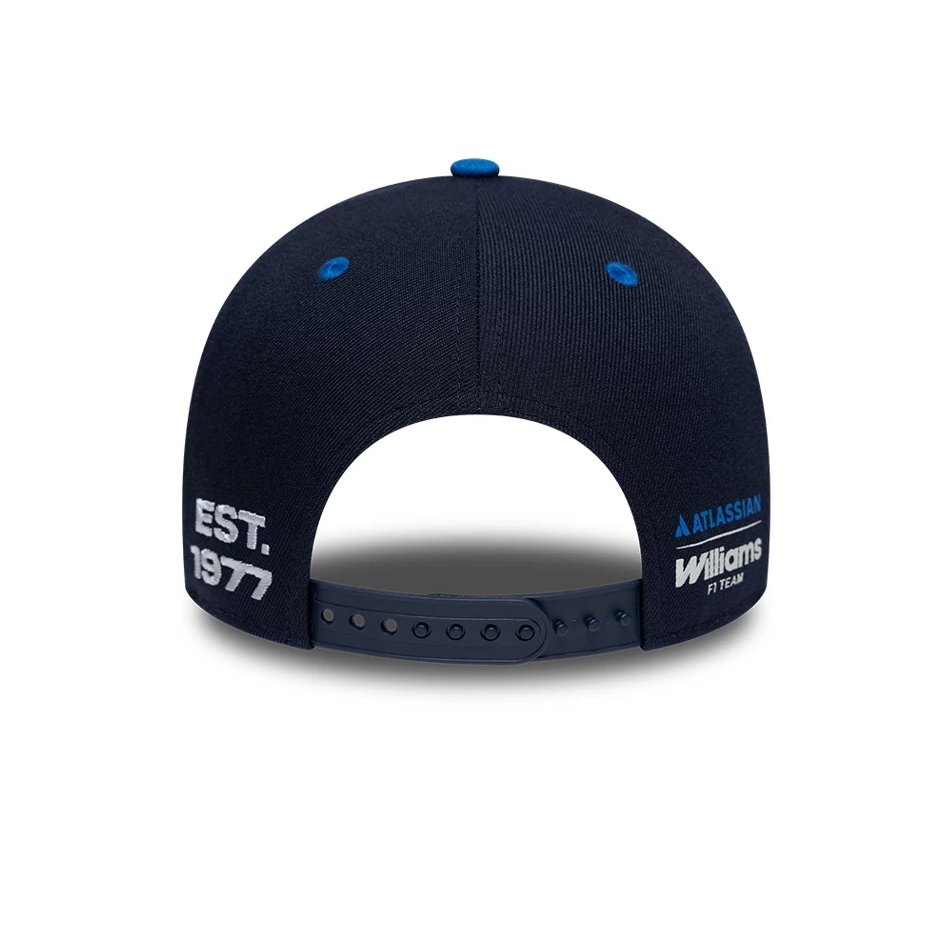 Pictured is this Atlassian Williams F1 Team Launch 9FORTY M-Crown Adjustable cap in navy. 6