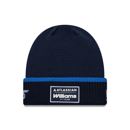 Pictured is this Atlassian Williams F1 Team Carlos Sainz Cuff Knit Beanie hat in navy. 1