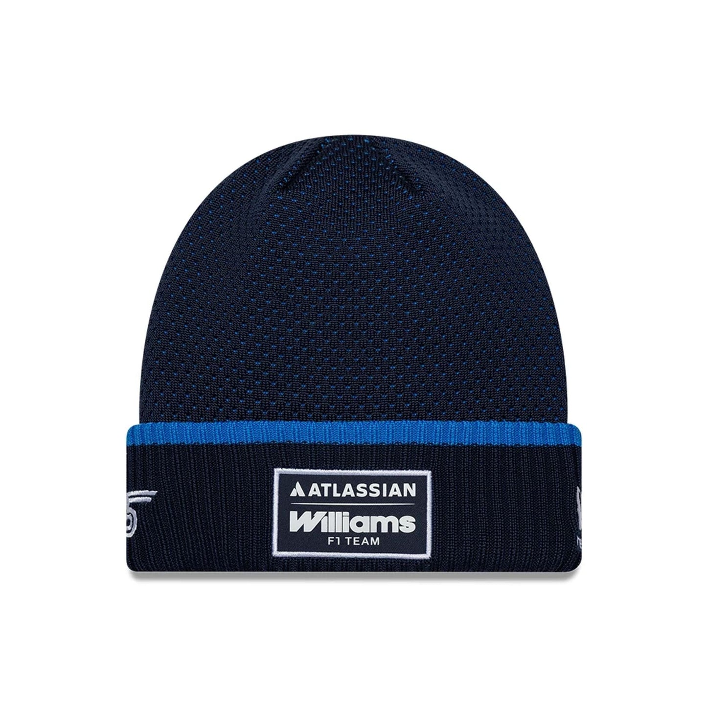 Pictured is this Atlassian Williams F1 Team Carlos Sainz Cuff Knit Beanie hat in navy. 1