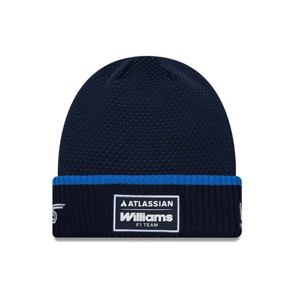 Pictured is this Atlassian Williams F1 Team Carlos Sainz Cuff Knit Beanie hat in navy. 1