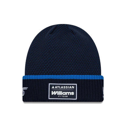 Pictured is this Atlassian Williams F1 Team Carlos Sainz Cuff Knit Beanie hat in navy. 1