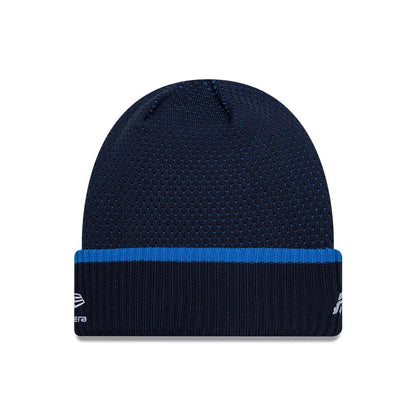Pictured is this Atlassian Williams F1 Team Alex Albon Cuff Knit Beanie hat in navy. 2
