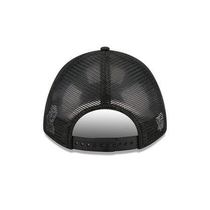 Pictured is this Womens NFL Las Vegas Raiders 9FORTY M-Crown A-Frame Trucker cap in black. 4