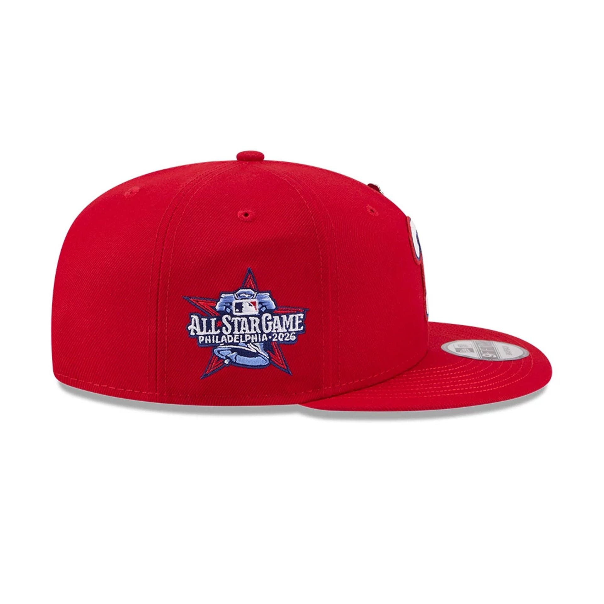 Pictured is this MLB All Star Game Philadelphia Phillies 9FIFTY Snapback cap in red. 5