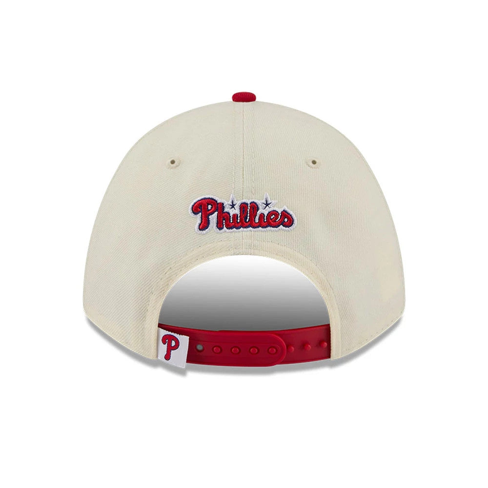 Pictured is this MLB All Star Game Philadelphia Phillies 9FORTY M-Crown A-Frame cap in Cream. 7
