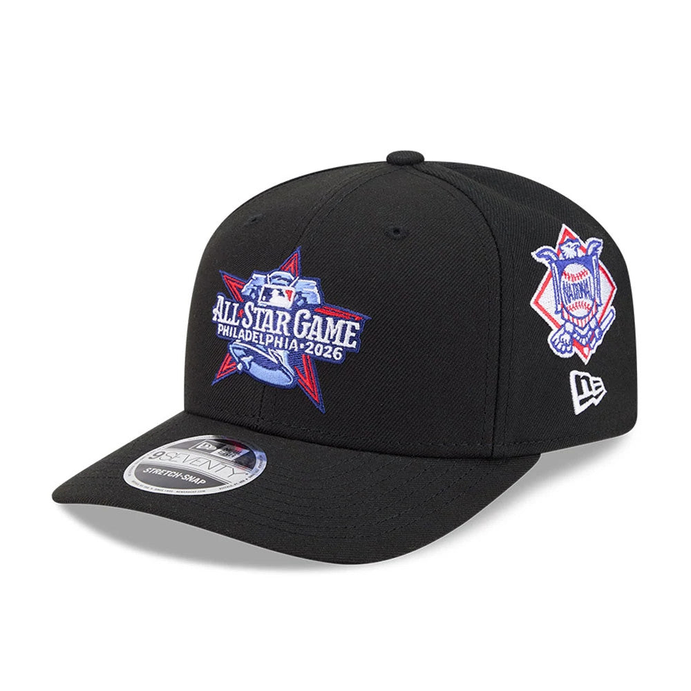 Pictured is this MLB All Star Game Philadelphia Phillies 9SEVENTY Stretch Snap cap in black. 1