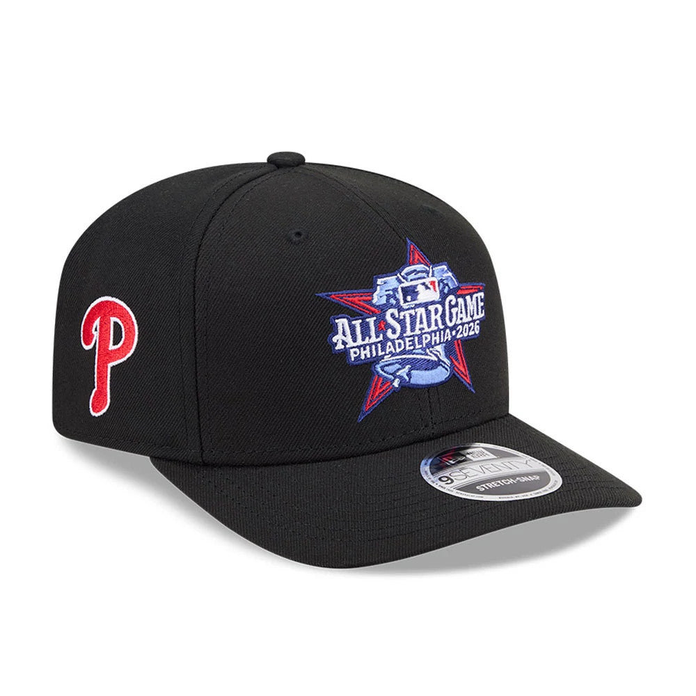 Pictured is this MLB All Star Game Philadelphia Phillies 9SEVENTY Stretch Snap cap in black. 4