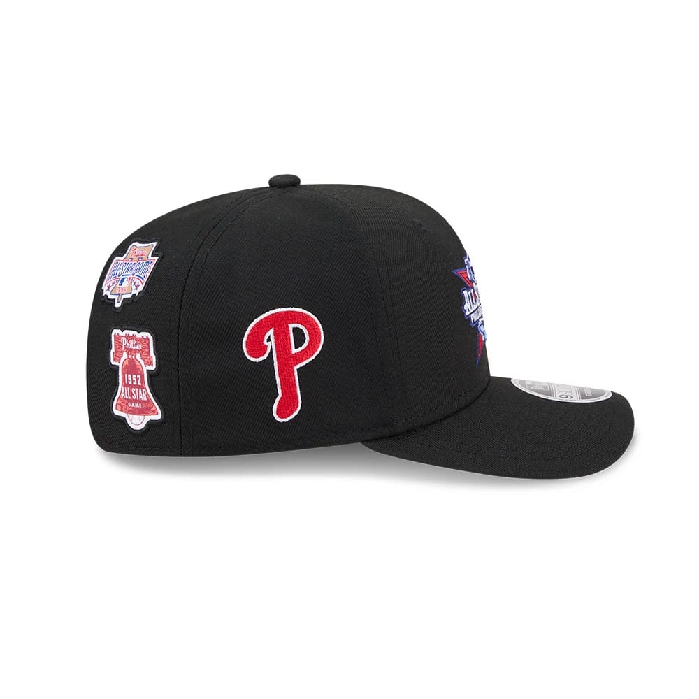 Pictured is this MLB All Star Game Philadelphia Phillies 9SEVENTY Stretch Snap cap in black. 7