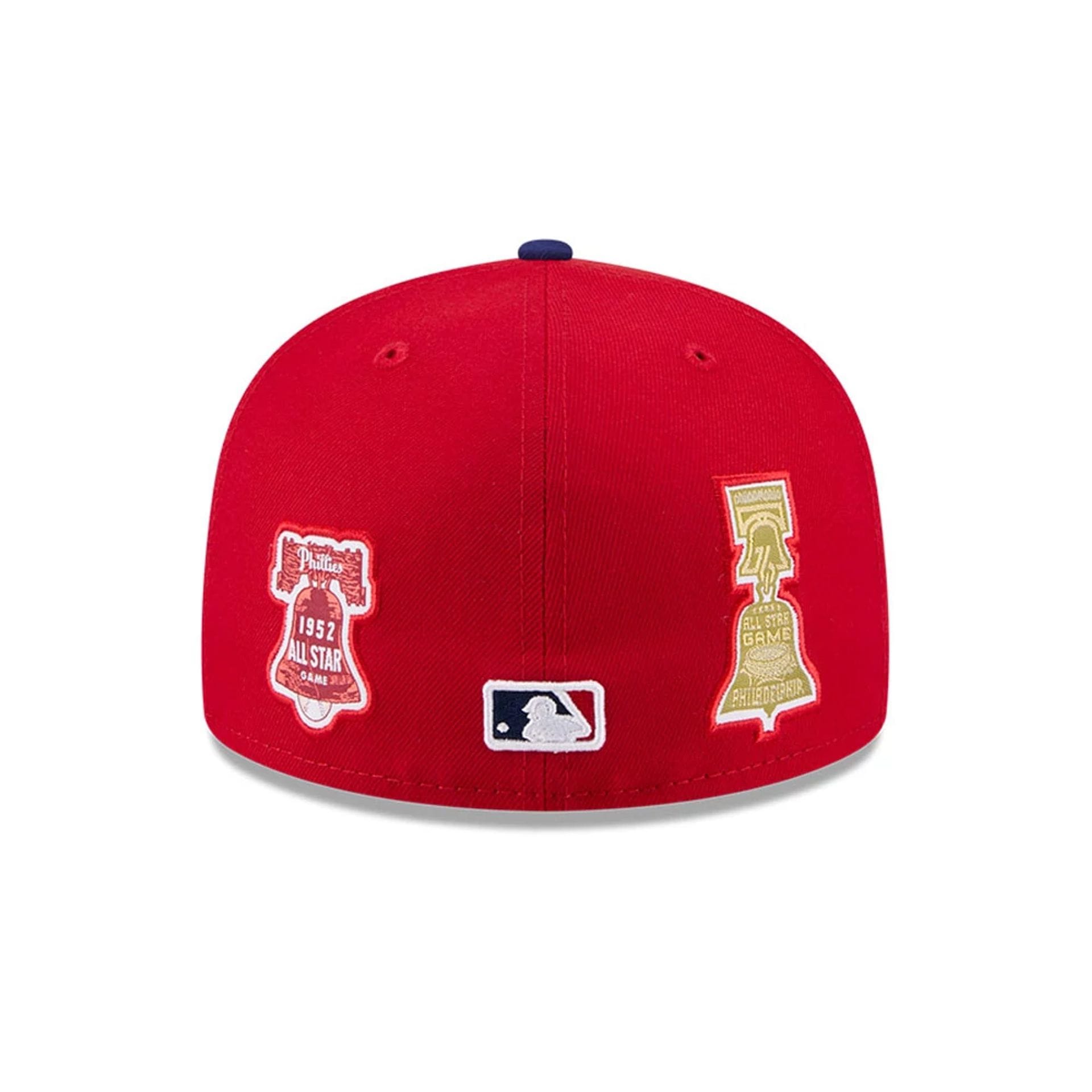 Pictured is this MLB All Star Game Philadelphia Phillies 59FIFTY Fitted cap in red. 7