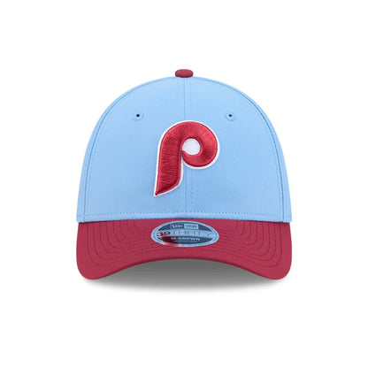 Pictured is this MLB All Star Game Philadelphia Phillies 39THIRTY M-Crown Stretch Fit cap in pastel blue. 3