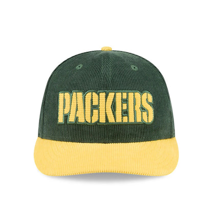Pictured is this NFL 2 Tone Cord Green Bay Packers 9FIFTY Snapback cap in dark green. 2