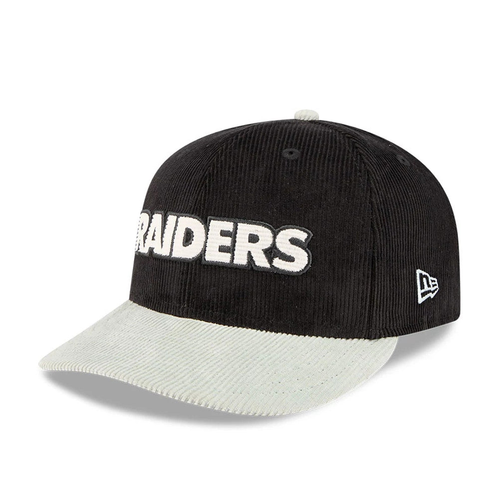 Pictured is this NFL 2 Tone Cord Las Vegas Raiders 9FIFTY Snapback cap in black. 4
