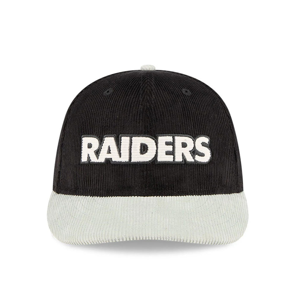 Pictured is this NFL 2 Tone Cord Las Vegas Raiders 9FIFTY Snapback cap in black. 3