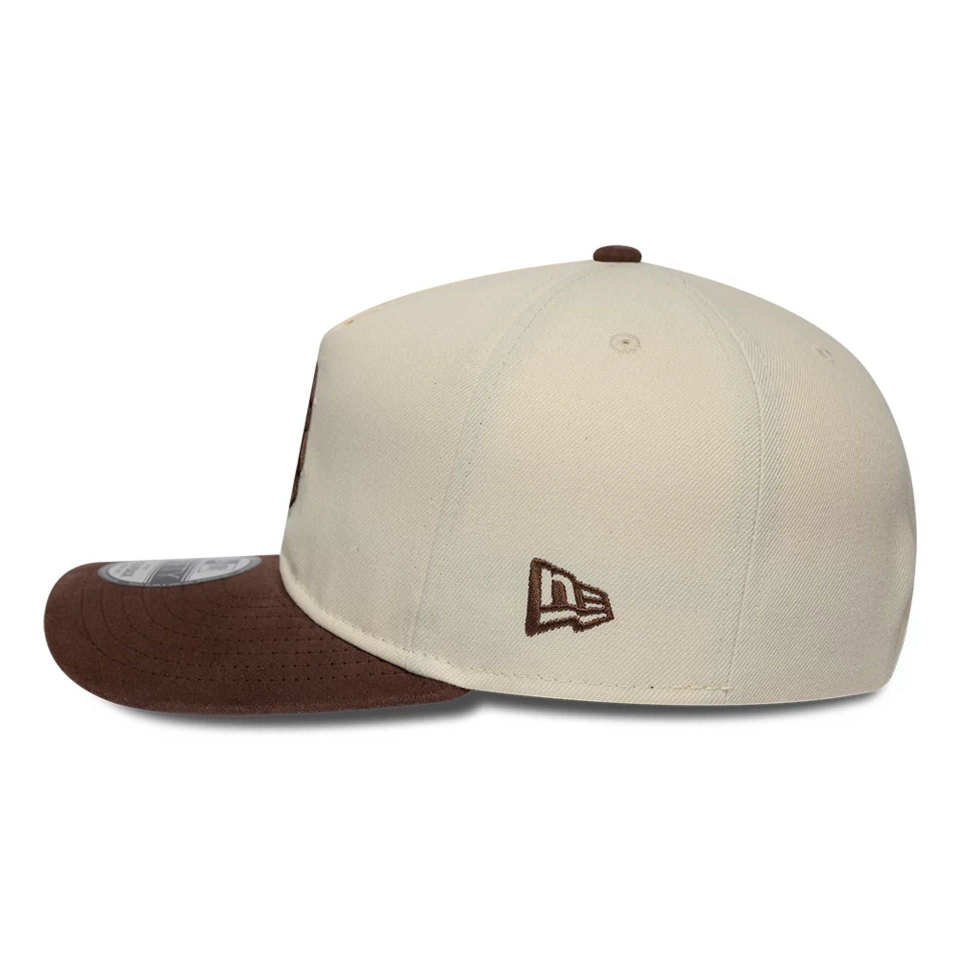 Pictured is this MLB Suede Visor Boston Red Sox 9FIFTY A-Frame Snapback cap in Cream. 5