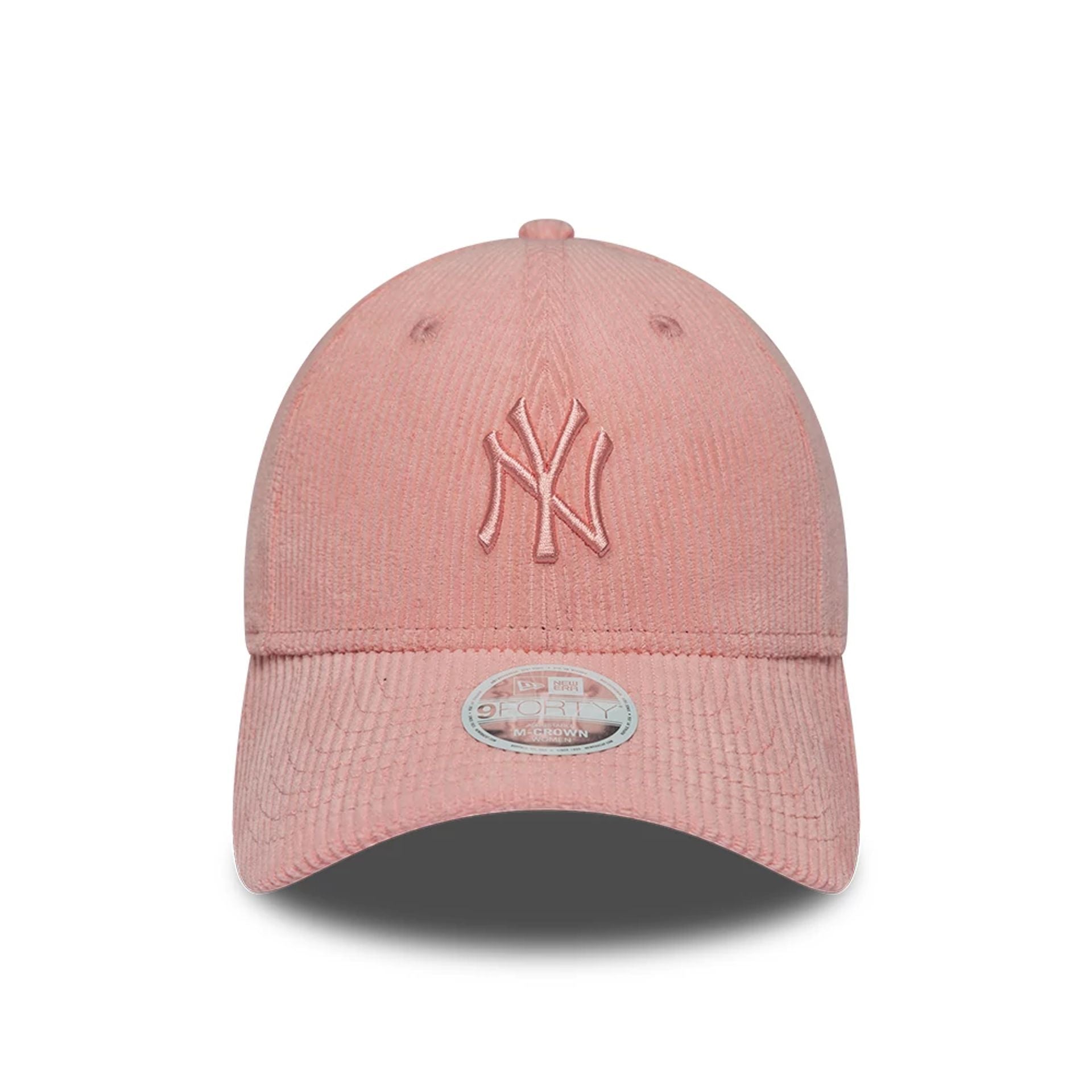 Pictured is this Womens MLB Pastel Cord New York Yankees 9FORTY M-Crown cap in Pink. 2
