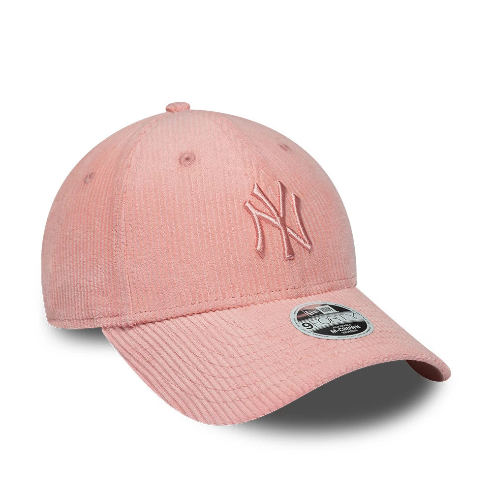 Pictured is this Womens MLB Pastel Cord New York Yankees 9FORTY M-Crown cap in Pink. 3