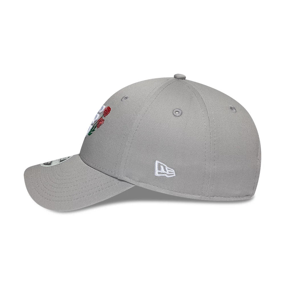 Pictured is this Womens New Era Floral Icon 9FORTY cap in grey. 4