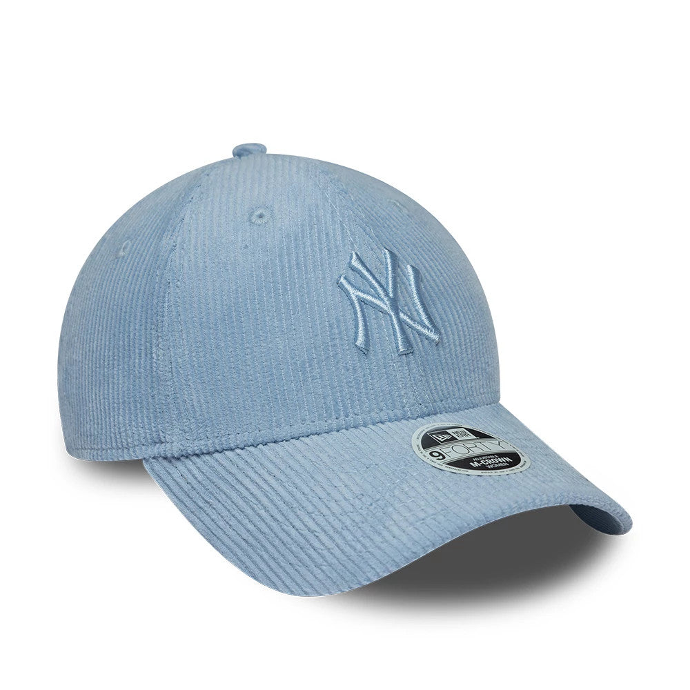 Pictured is this Womens MLB Pastel Cord New York Yankees 9FORTY M-Crown cap in Blue. 3