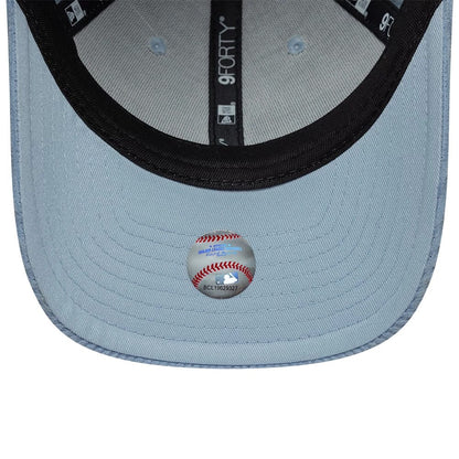 Pictured is this Womens MLB Pastel Cord New York Yankees 9FORTY M-Crown cap in Blue. 7