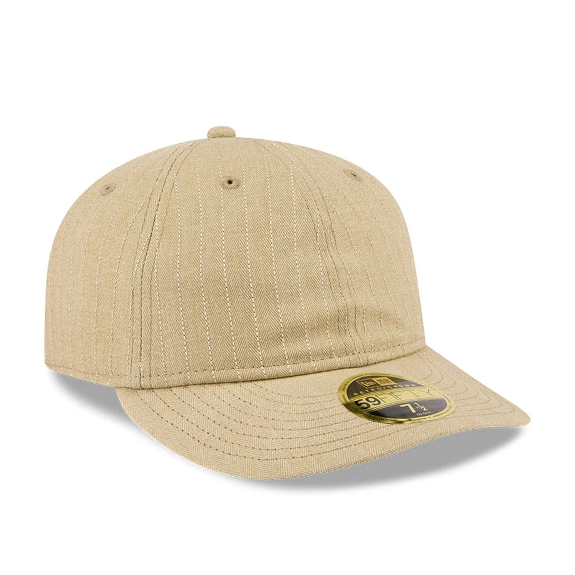 Pictured is this New Era Herringbone Retro Crown 59FIFTY Fitted cap in Beige. 4