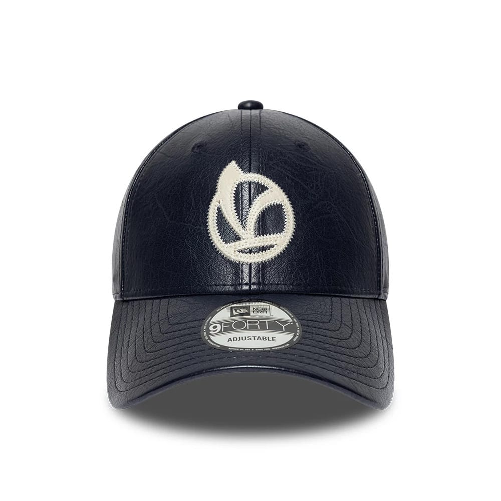 Pictured is this Crinkle PU Vespa 9FORTY Adjustable cap in navy. 2
