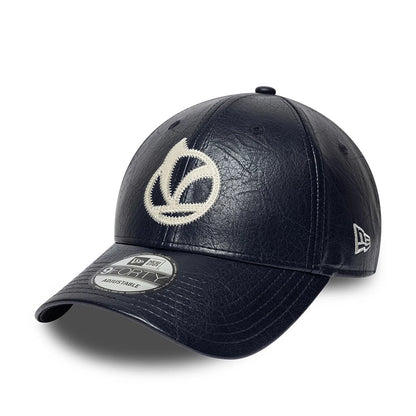 Pictured is this Crinkle PU Vespa 9FORTY Adjustable cap in navy. 1