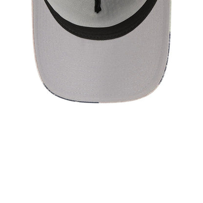 New Era Patchwork Bandana Multi 59FORTY A-Frame Fitted Cap, inside view showing the grey undervisor, a black sweatband lining the interior, and the dark taping along the seams of the structured A-frame crown.