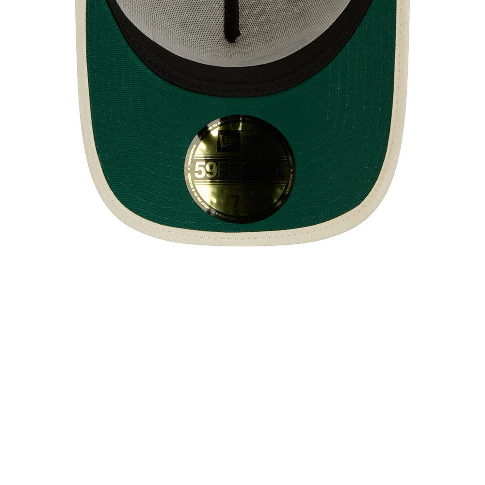 Pictured is this New Era Oval Patch 59FORTY A-Frame Fitted cap in Cream. 2