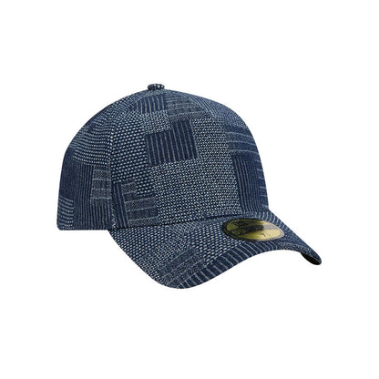 Pictured is this New Era Patchwork Denim 59FORTY A-Frame Fitted cap in navy. 4