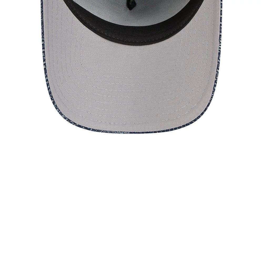 Pictured is this New Era Patchwork Denim 59FORTY A-Frame Fitted cap in navy. 2
