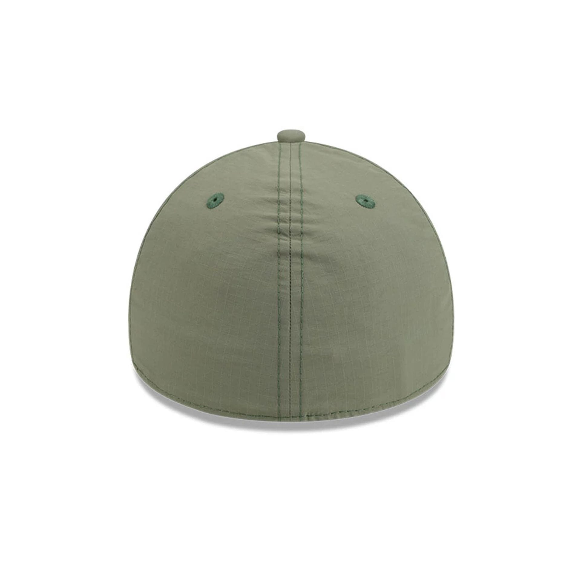 Pictured is this New Era 59FORTY A-Frame Fitted cap in open green. 7