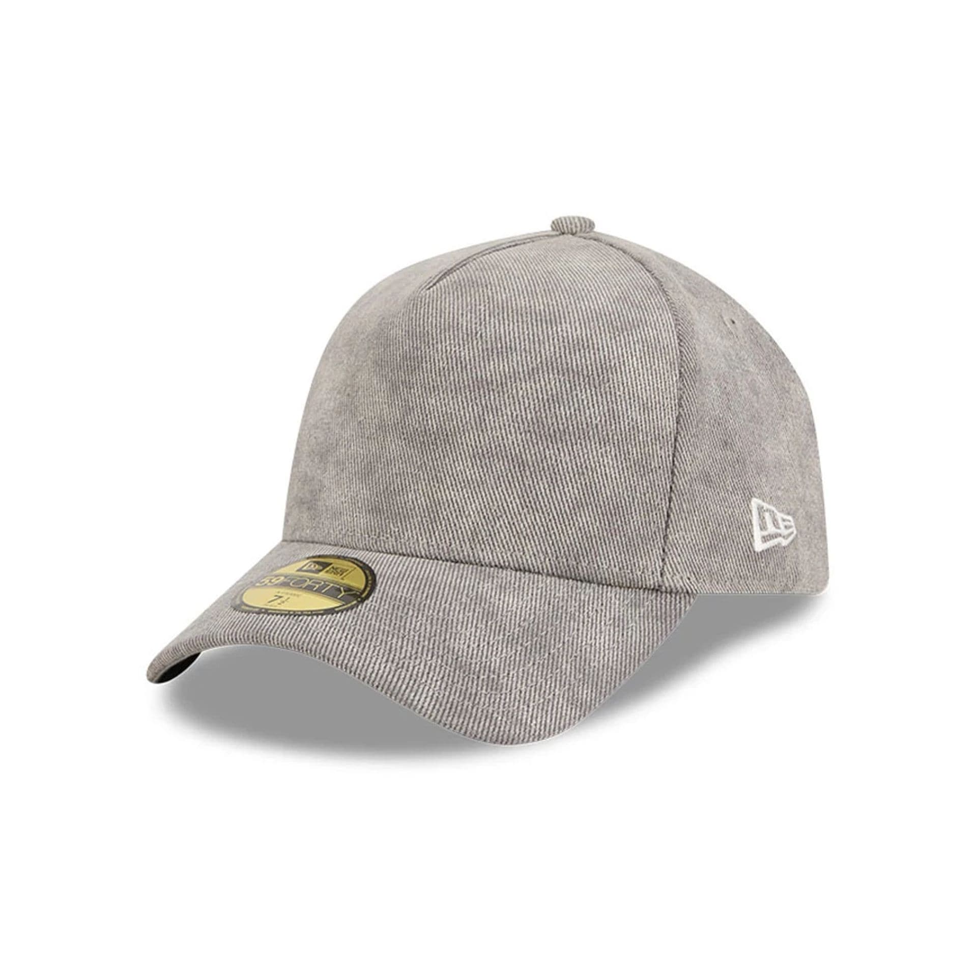 Pictured is this New Era 59FORTY A-Frame Fitted cap in open grey. 1