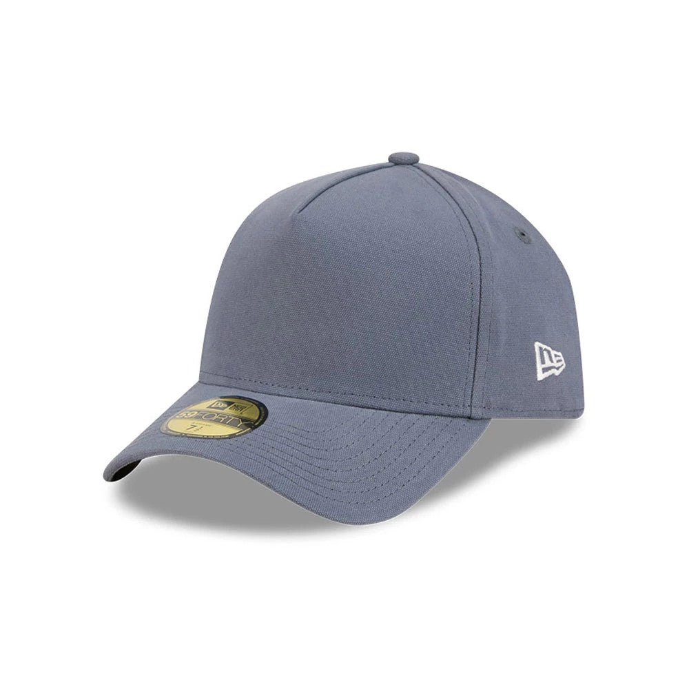 Pictured is this New Era Denim 59FORTY A-Frame Fitted cap in dark blue. 1