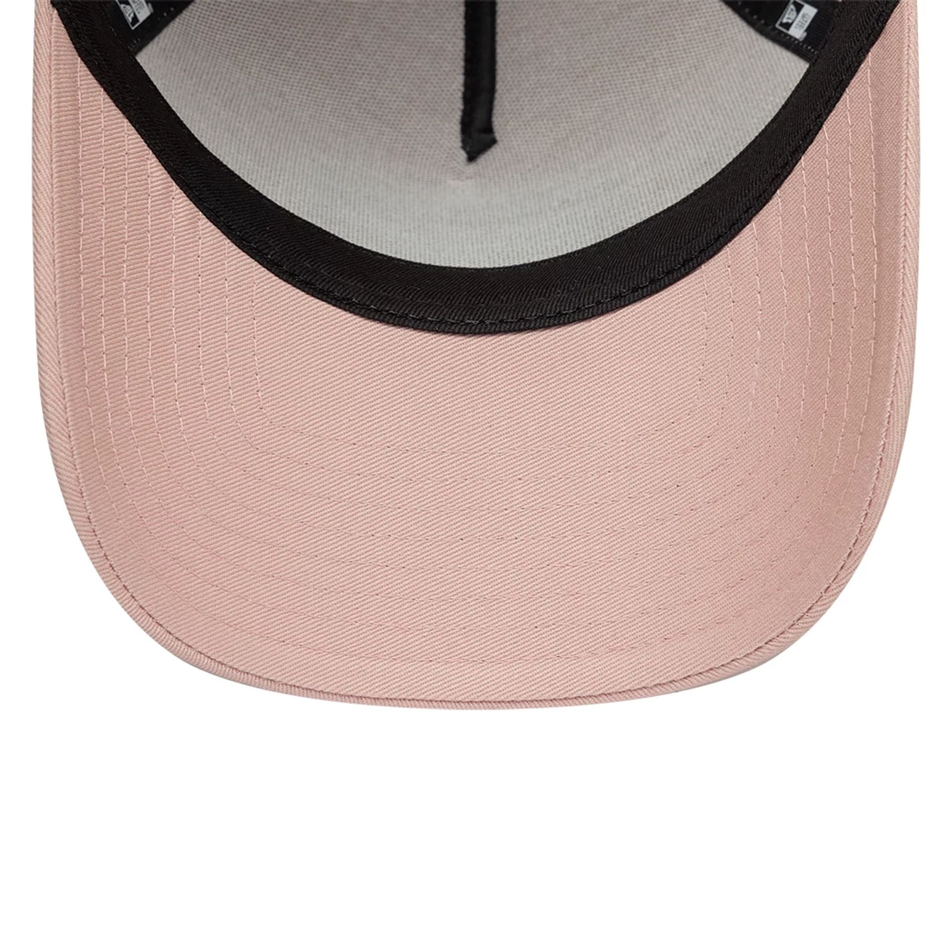 Pictured is this New Era Patch 9FORTY A-Frame Trucker Adjustable cap in pastel pink. 7