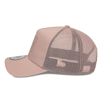 Pictured is this New Era Patch 9FORTY A-Frame Trucker Adjustable cap in pastel pink. 5