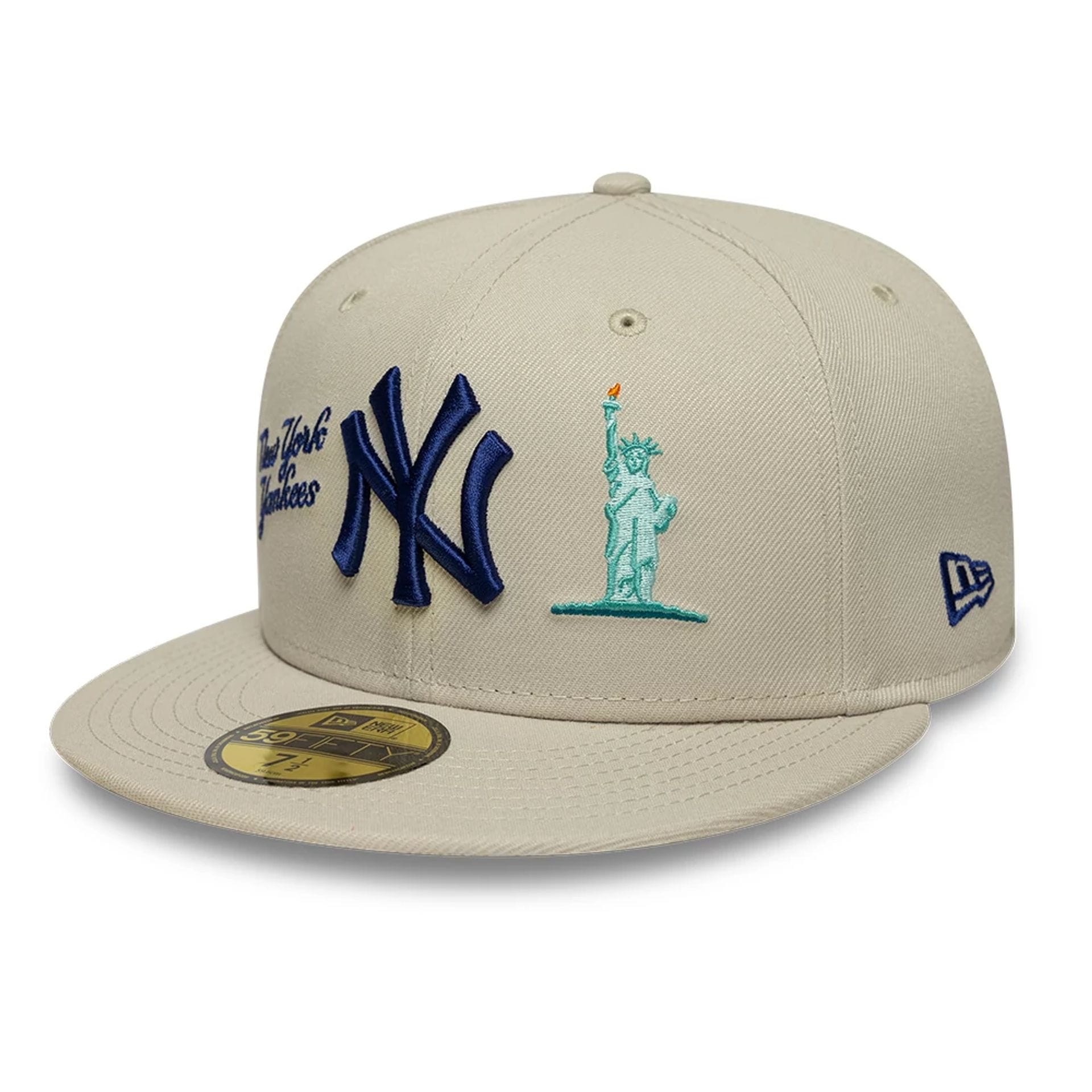 Pictured is this MLB City Icon New York Yankees 59FIFTY Fitted cap in light beige. 1