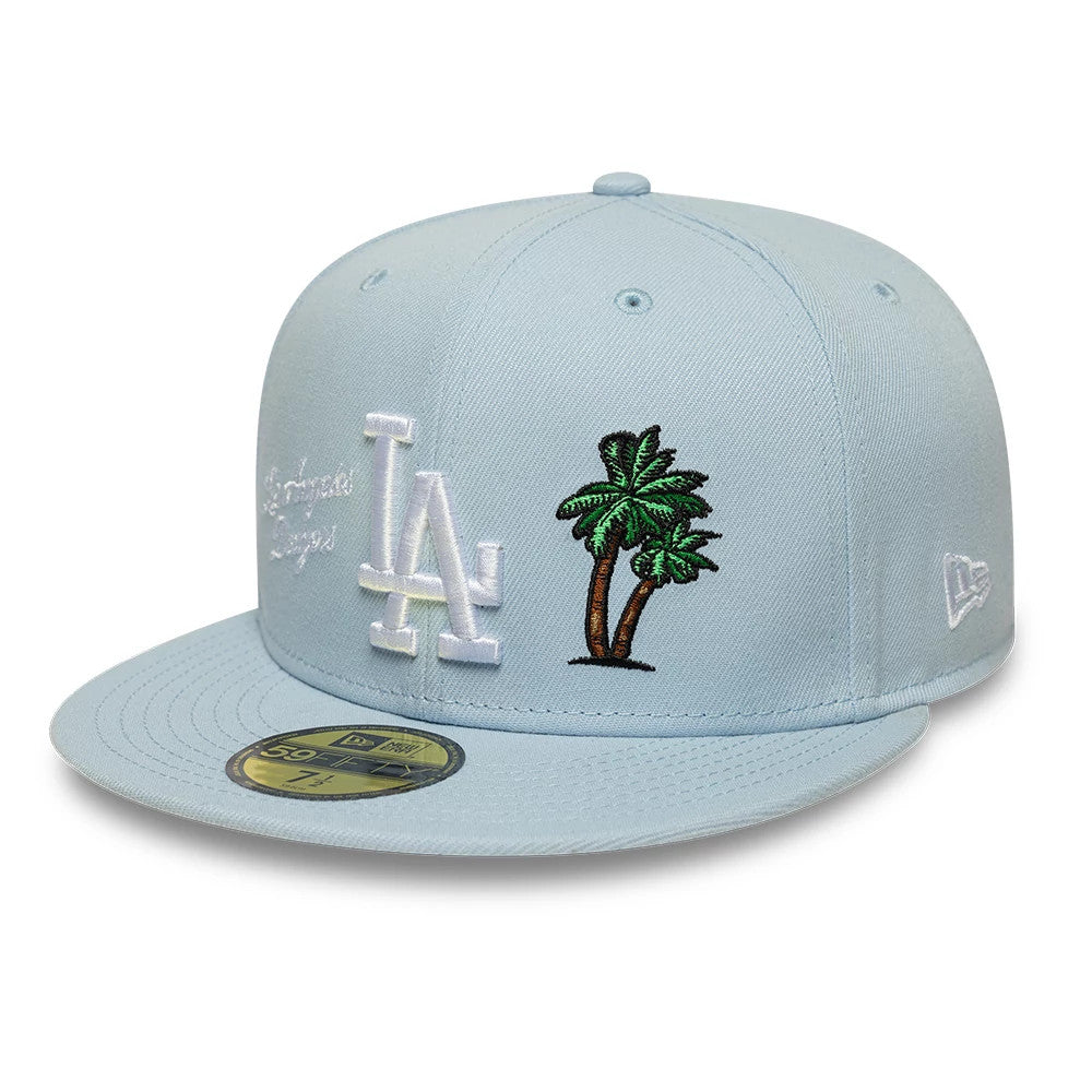 Pictured is this MLB City Icon LA Dodgers 59FIFTY Fitted cap in pastel blue. 1