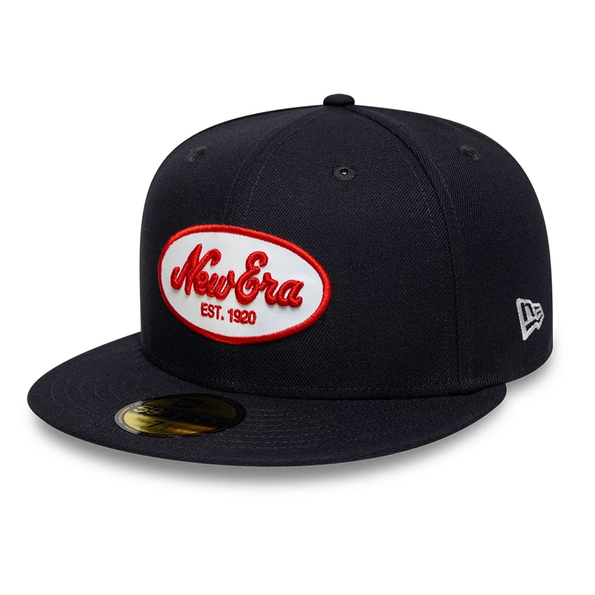 Pictured is this New Era Oval Patch 59FIFTY Fitted cap in navy. 1