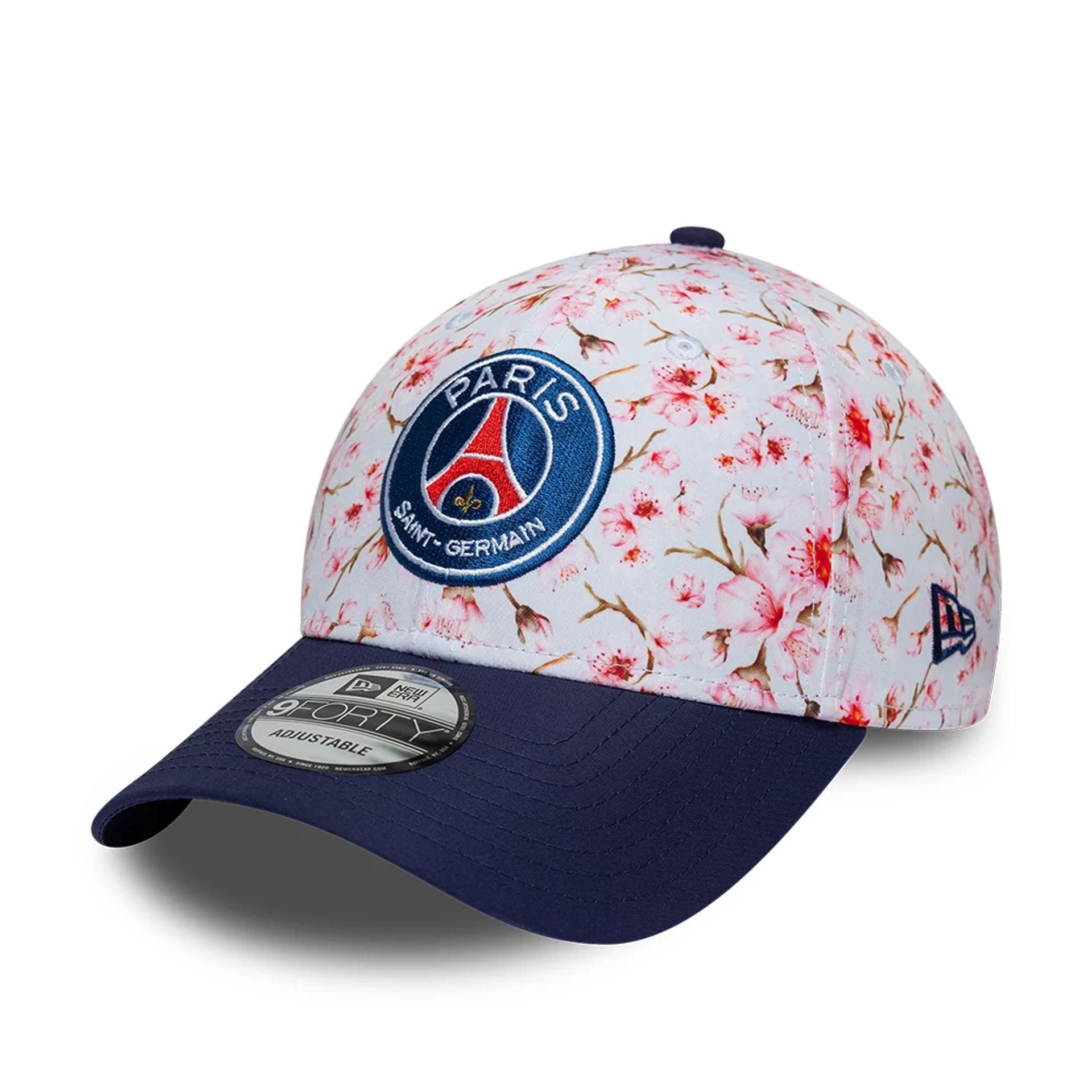 Pictured is this Paris Saint Germain Cherry Blossom 9FORTY Adjustable cap in navy. 1