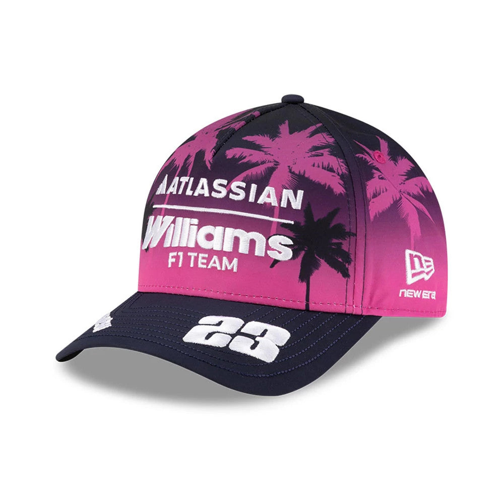 Pictured is this Alex Albon Miami Atlassian Williams F1 Team 9FORTY M-Crown A-Frame cap in navy. 4