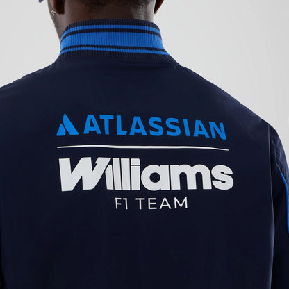 The model is wearing this Atlassian Williams F1 Team Varsity Jacket in navy. 5
