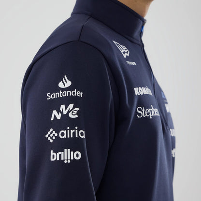 The model is wearing this Atlassian Williams F1 Team Mid Layer 1/4 Zip Sweatshirt in navy. 6