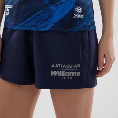 The model is wearing this Womens Carlos Sainz Atlassian Williams F1 Team Tech T-shirt in navy. 7